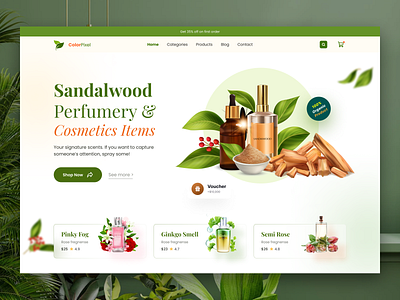 Perfume and cosmitics items landing page design beauty beauty product body lotion branding cosmetic packaging cosmetics creative design fregrence landing page lotion meckup mockup perfumary perfume product skincare spa trending web design website
