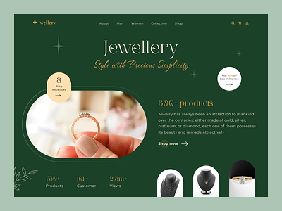 Jewellery items website (Ecommerce) bangles beautiful diamond e commerce ecommerce email template fashion female jewellery jewerly landing luxury mailchamp necklaces product ring shop store ui web design