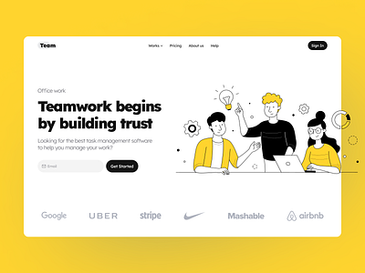 Teamwork team management website landing page desing.