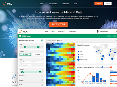 Medical Data browser clean dashboard health medical tool ui ux