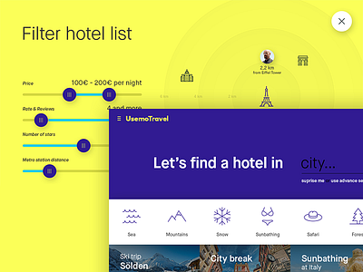 Booking travel by Usemo clean dashboard filter minimal travel ui ux