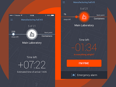 Security tracing app alert beacon interface mobile navigation tracking ui ux