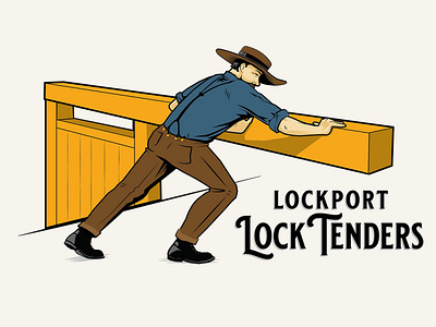 Lockport Locktender branding erie canal hand drawn historical illustration vector illustration