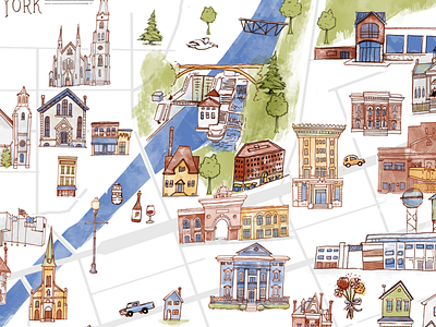 Lockport Map hand drawn hand drawn illustration illustration maps painted