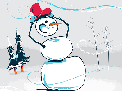 Snowman Blowing art children book illustration hand drawn illustration snowman vector winter