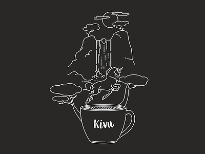 Kivu - Coffee Illustration blend brand identity branding coffee design graphic design illustration unicorn waterfall