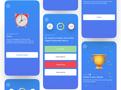 learning app: trivia app app design branding design education illustration learn learning app mobile app quiz ui uiux