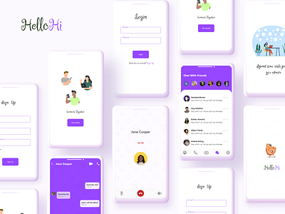 HelloHi app chat app design illustration social media ui