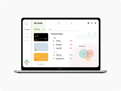 PiggyBank dashboard digital wallet mobile banking ui website