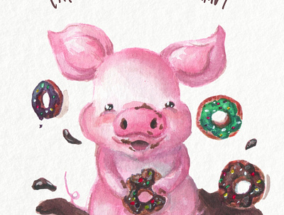 Eat like no one's watching cute animal cute art illustration piggy tshirt art tshirtdesign vegan watercolor