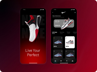 Nike Shoe App UI app branding design graphic design illustration logo typography ui ux vector