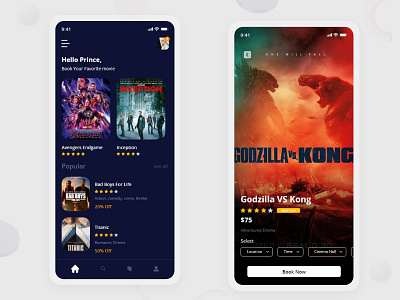 Cinema Ticket Booking App app design ui ui designer ui desinger uidesigner ux web