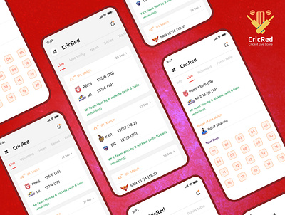 Cricket Live Score App app branding design illustration logo ui ui designer ui desinger ux web