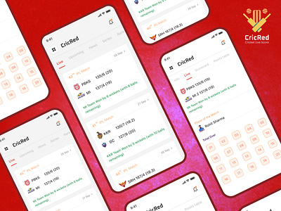 Cricket Live Score App app branding design illustration logo ui ui designer ui desinger ux web