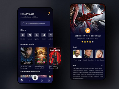 Movie Streaming App app appui appuidesign design graphic design movie movie streaming app ui ui designer ui desinger uidesign uiuxdesign ux