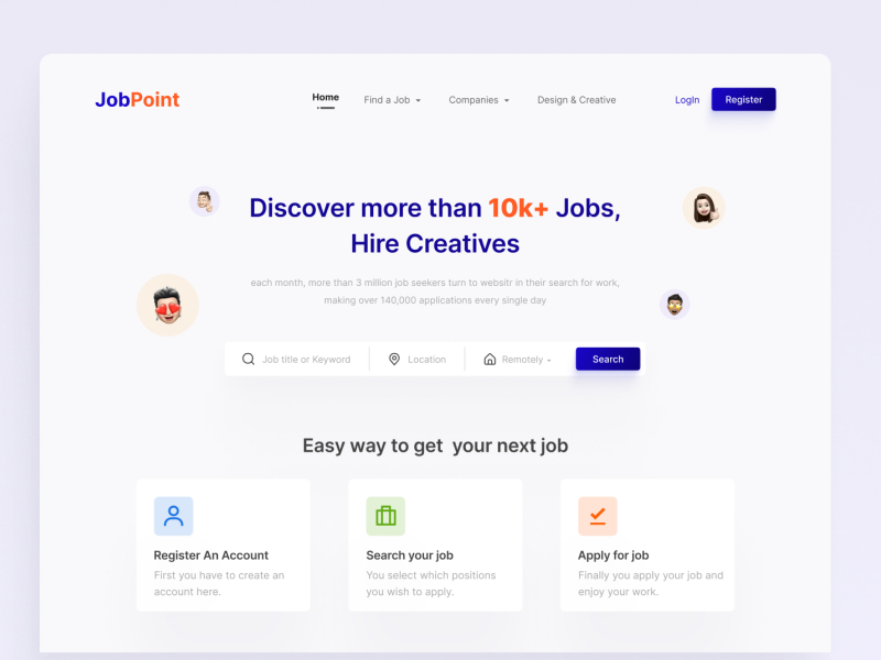 Job Finder Web UI by Prince Ramoliya on Dribbble