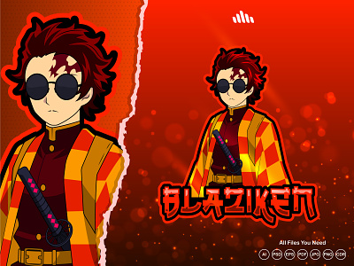 Blaziken Gaming Logo anime anime design anime logo branding cartoon logo demon slayer design esports logo gaming logo gaming logo design illustration logo mascot ui