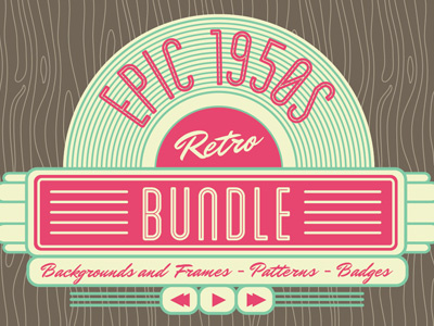 Epic 1950s Retro Bundle 1950s artwork backgrounds badges bundle editable frames logos patterns retro seamless vector
