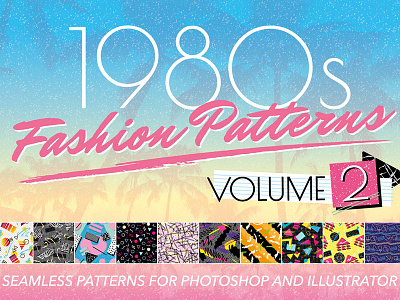 1980s Retro Fashion Patterns Vol 2 by wingsart 1980s 80s creative market design patterns synth wave prints retro retrowave