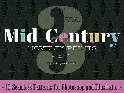 Mid-Century Prints and Patterns Vol 3 1950s 50s mid century patterns prints retro vintage wingsart