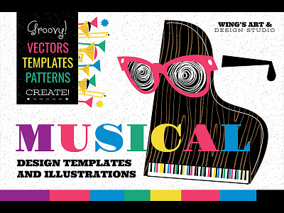 Musical Graphics and Design Elements by Wingsart creative market design tools illustrations instruments music musical vectors wingsart