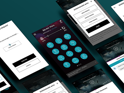 Visual mock-ups screeens of Air New Zealand application mock ups screens ui ux visual