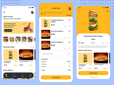 Food Order App UI app design icon typography ui ux