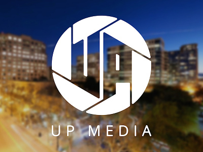 Logo for UP Media city icon logo negative space photography symbol videography