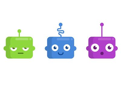 Little dudes with moods character emotion expression faces illustration robot