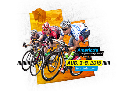 Tour of Utah Advertising Graphic with Bison bicycle bison buffalo cycling race tour utah