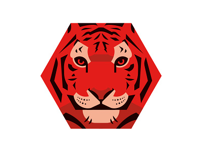 Hexagon Tiger cat geometric red saxton horne symmetrical vector