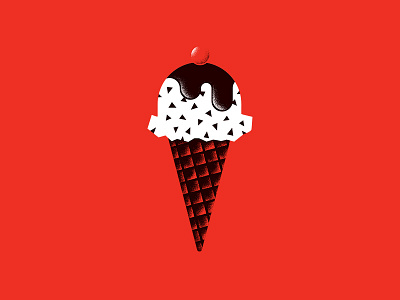 Chocolate Chip Ice Cream Cone cherry dessert red vector