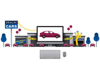 Automotive Dealerships and YouTube car cars computer dealer vector