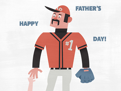 Father's Day—Baseball Player athlete dad hat mitt sports vector