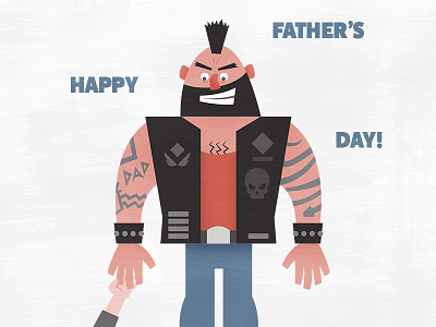 Father's Day—Biker beard mohawk tattoo vector vest