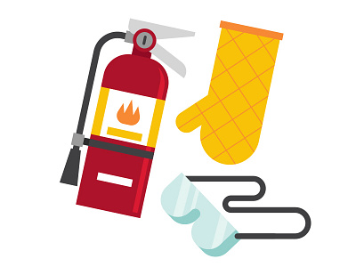 Safety Supplies for Deep-Frying a Turkey fire extinguisher goggles thanksgiving vector