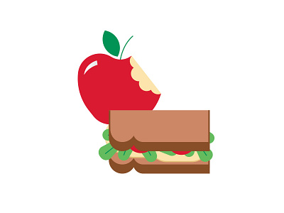Apple and Sandwich bread food fruit vector