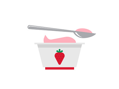 Strawberry Yogurt food fruit spoon vector