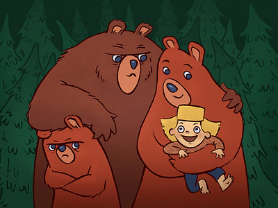 Raised by Bears bear brush pen family goldilocks mockinbird