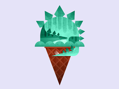 Dino Cone—Green cone dinosaur ice cream mint pistachio stegosaurus