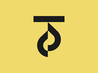 letter T + water drop logo mark design