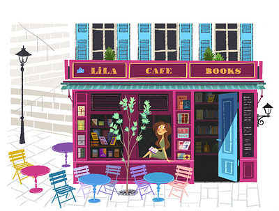 Le Cafe Lila books children childrens illustration illustration illustration art print