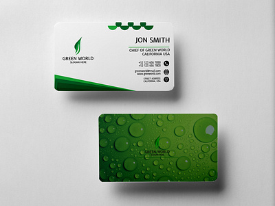 Business card design art work business carde card design flyer graphics art green world lover identity personal card social networking visiting card design