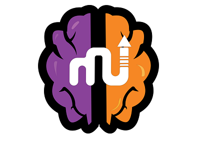 Eye-catchy minimal vector brain & letter with gaming style logo