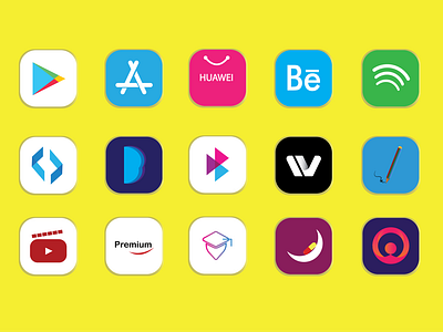 Mobile app icon and flat logo design