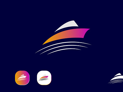 Speed boat minimalist logo design with app icon style