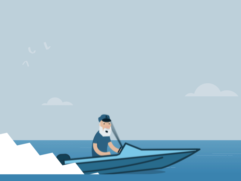 Pro Angler Captain, Gone Fishin' after effects animation blue boat character fishing flat gif illustration ios waves