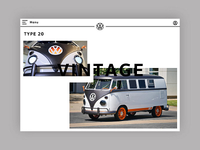 VW Type 20 Header Showcase Concept animation branding design ui ux web web banners website