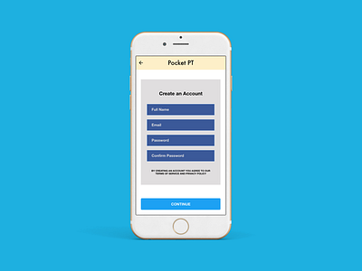 Pocket PT - Create Account Screen Mobile App Design