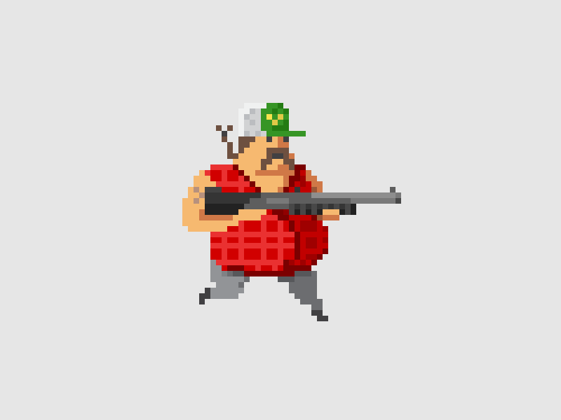 Running Redneck game illustration pixel art